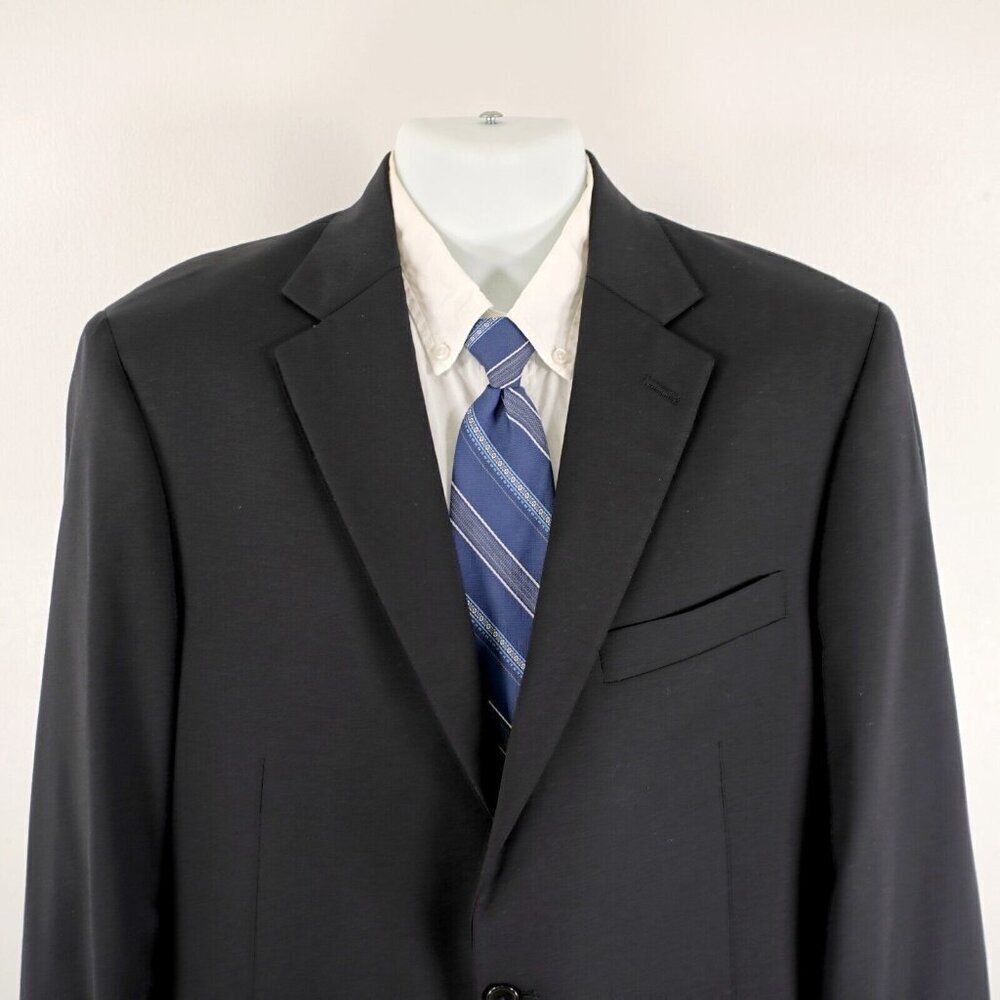 Hart Schaffner Marx Wool Black 2 Button‎ Blazer / Suit Jacket 44L
